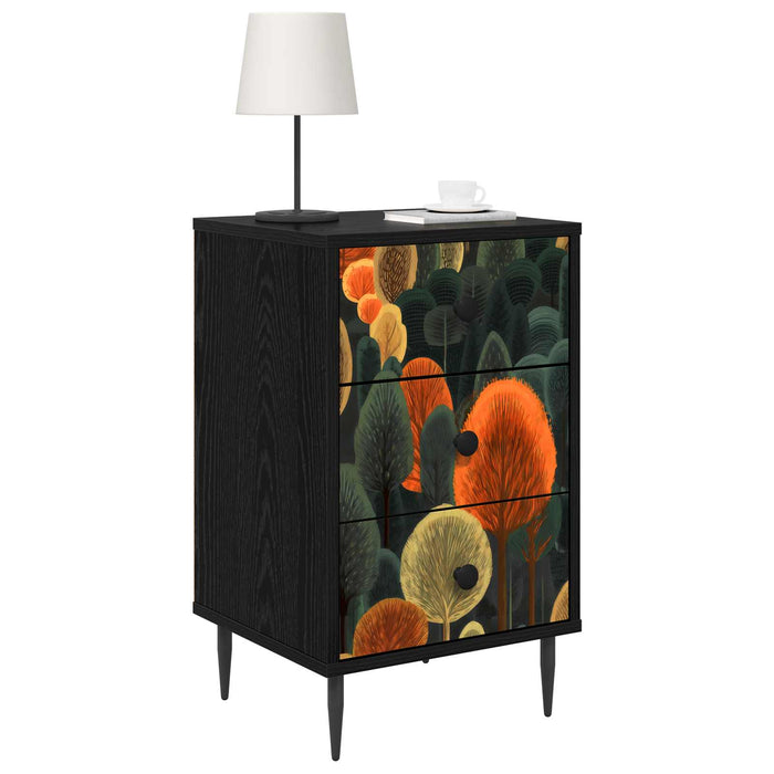 Dulap de noapte ZAANDAM 2 buc. Stejar Negru 36 x 33 x 61 cm WALTI