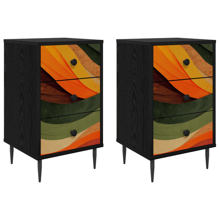 Dulap de noapte BONN 2 buc. Stejar Negru 36 x 33 x 61 cm WALTI