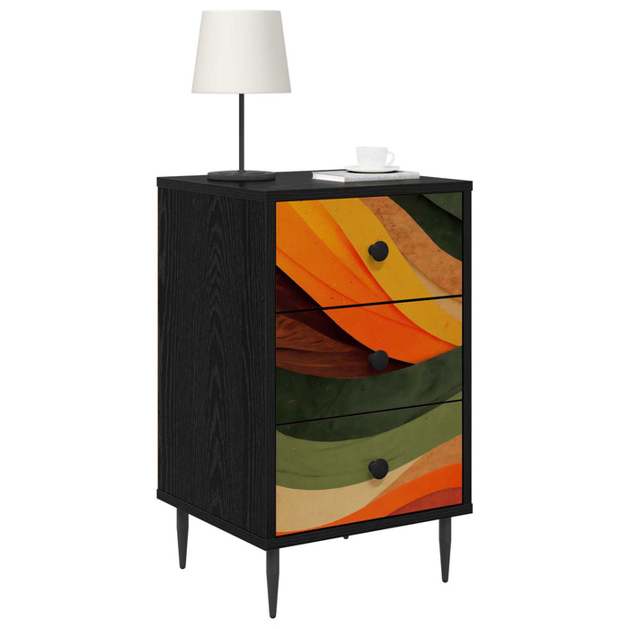Dulap de noapte BONN 2 buc. Stejar Negru 36 x 33 x 61 cm WALTI