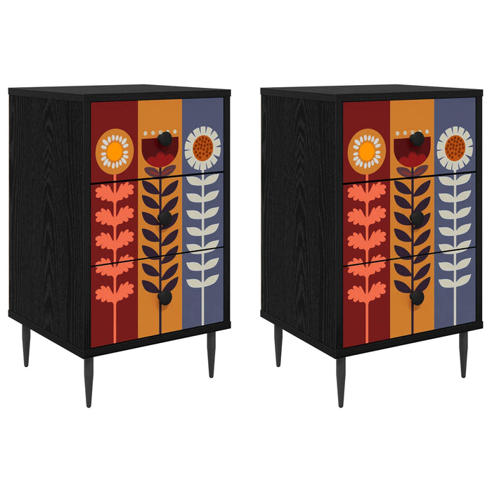 Dulap de noapte ESSEN 2 buc. Stejar Negru 36 x 33 x 61 cm WALTI
