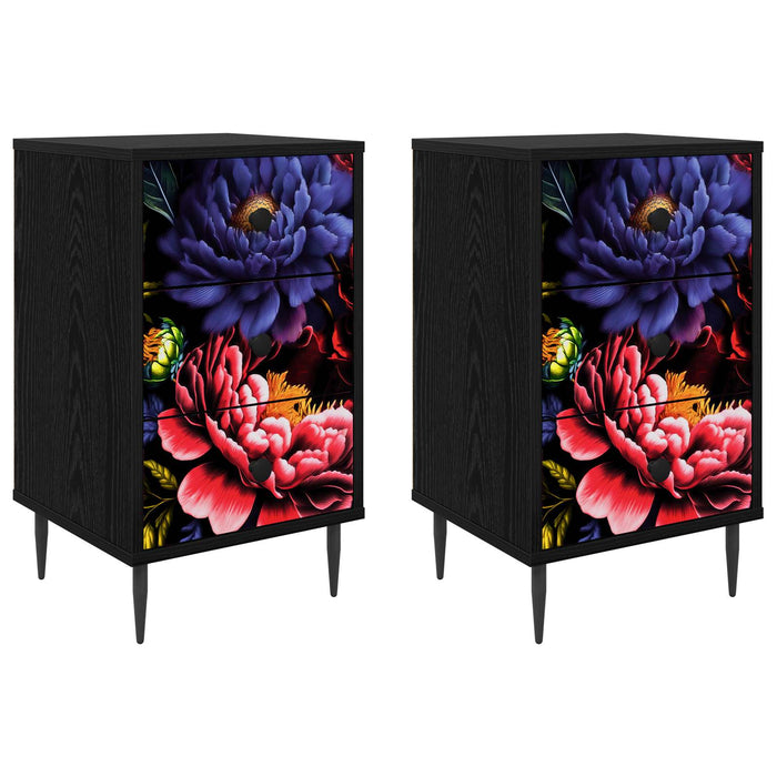 Dulap de noapte KIEL 2 buc. Stejar Negru 36 x 33 x 61 cm WALTI