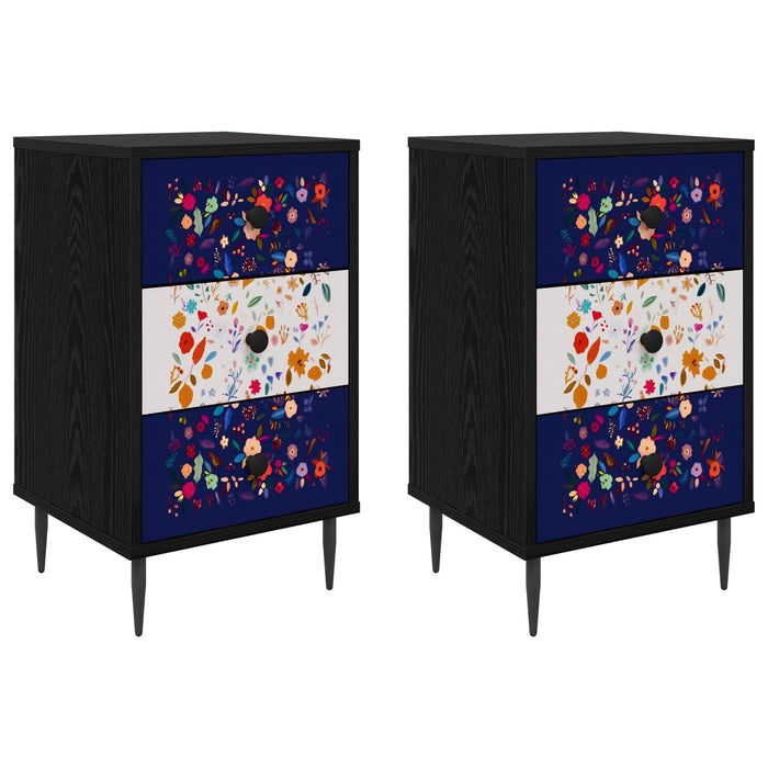 Dulap de noapte MAINZ 2 buc. Stejar Negru 36 x 33 x 61 cm WALTI