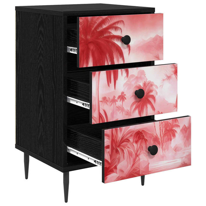 Dulap de noapte AACHEN Stejar Negru 36 x 33 x 61 cm WALTI