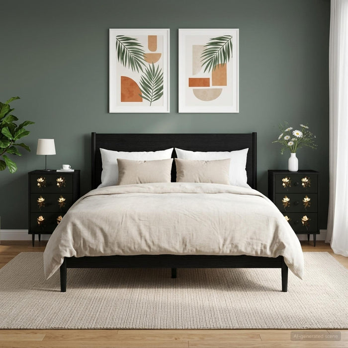 Dulap de noapte BREMEN 2 buc. Stejar Negru 36 x 33 x 61 cm WALTI