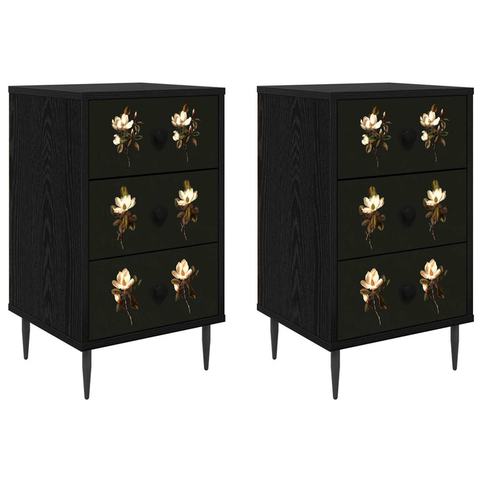 Dulap de noapte BREMEN 2 buc. Stejar Negru 36 x 33 x 61 cm WALTI