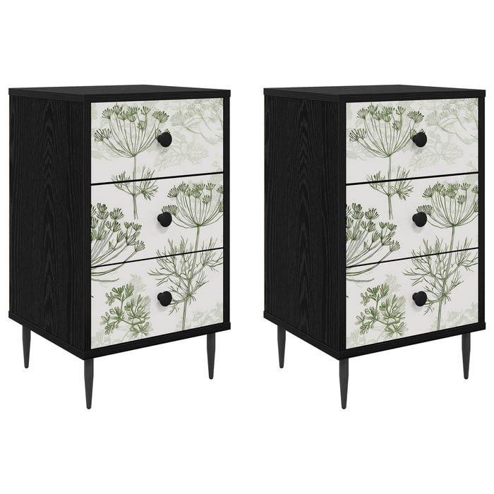 Dulap de noapte GOTHA 2 buc. Stejar Negru 36 x 33 x 61 cm WALTI