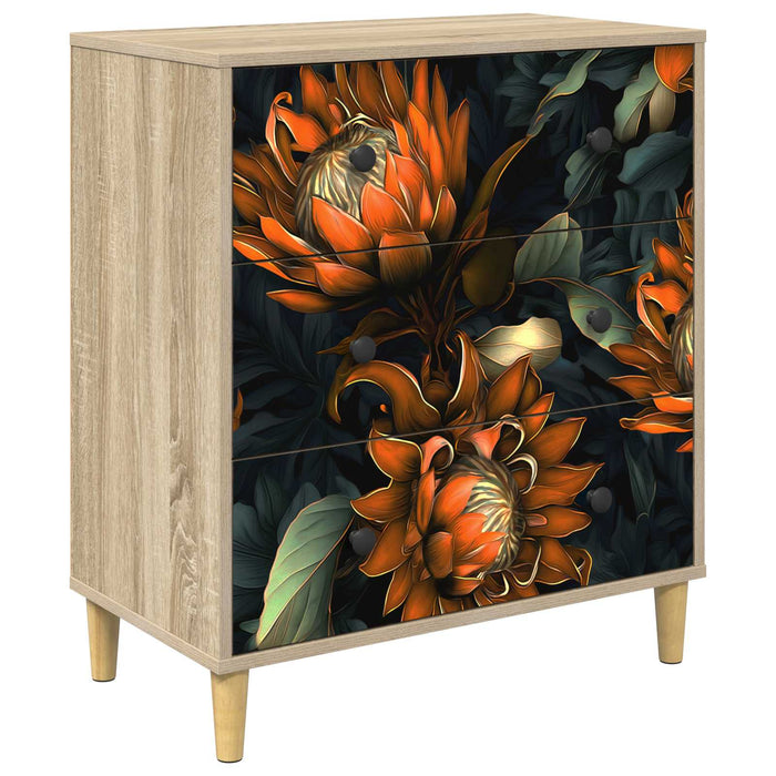 Comodă cu sertare LOCHEM Imprimare portocalie 66 x 36,5 x 75 cm WALTI