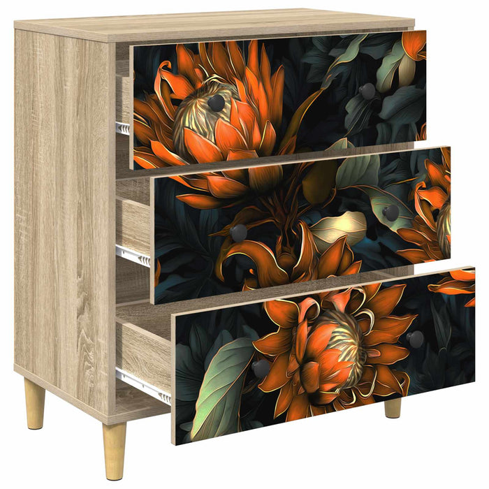 Comodă cu sertare LOCHEM Imprimare portocalie 66 x 36,5 x 75 cm WALTI