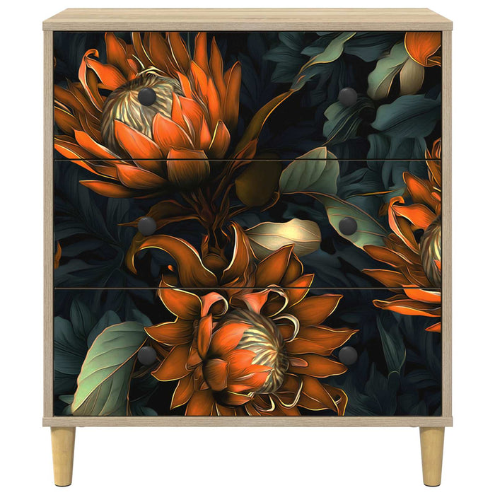 Comodă cu sertare LOCHEM Imprimare portocalie 66 x 36,5 x 75 cm WALTI
