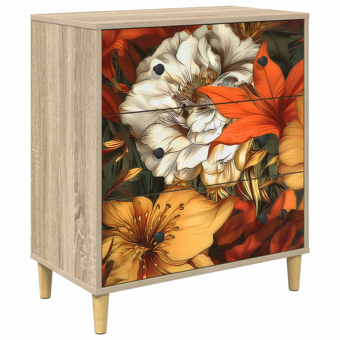Comodă cu sertare GENNEP Imprimare cu crin 66 x 36,5 x 75 cm WALTI