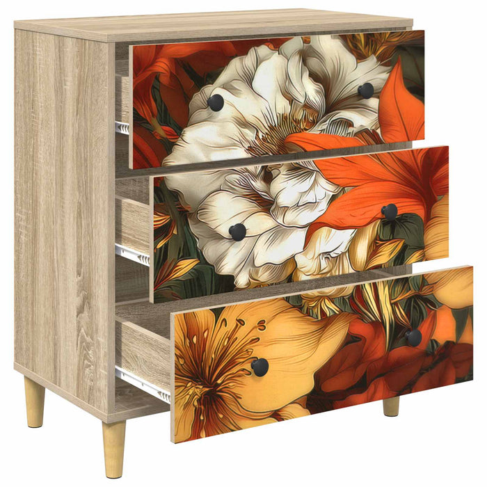 Comodă cu sertare GENNEP Imprimare cu crin 66 x 36,5 x 75 cm WALTI