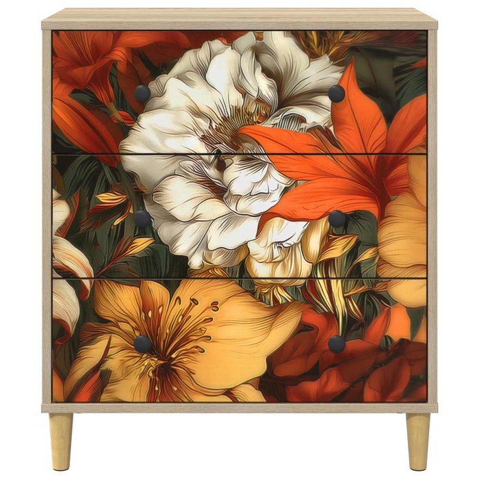 Comodă cu sertare GENNEP Imprimare cu crin 66 x 36,5 x 75 cm WALTI