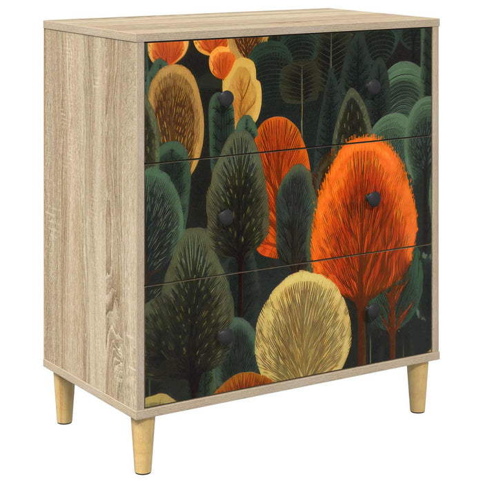 Comodă cu sertare ZAANDAM Print cu pădure 66 x 36,5 x 75 cm WALTI