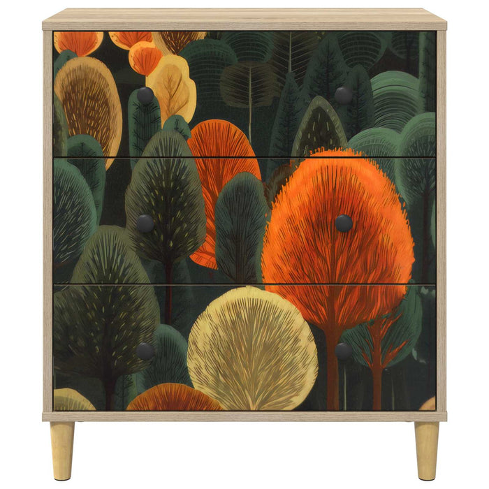 Comodă cu sertare ZAANDAM Print cu pădure 66 x 36,5 x 75 cm WALTI