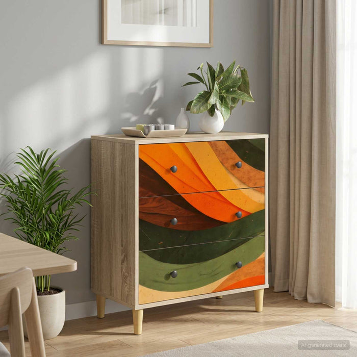 Comodă cu sertare BONN Imprimare retro wave 66 x 36,5 x 75 cm WALTI
