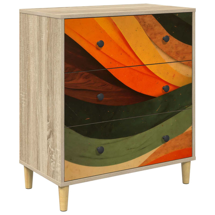 Comodă cu sertare BONN Imprimare retro wave 66 x 36,5 x 75 cm WALTI