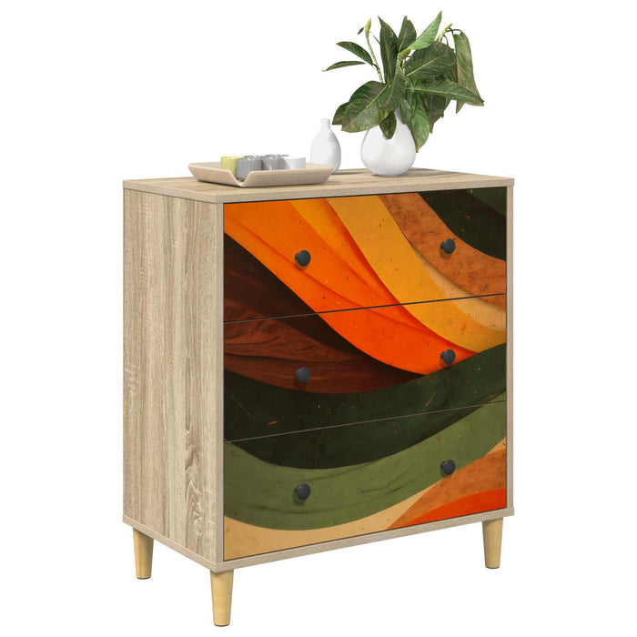 Comodă cu sertare BONN Imprimare retro wave 66 x 36,5 x 75 cm WALTI