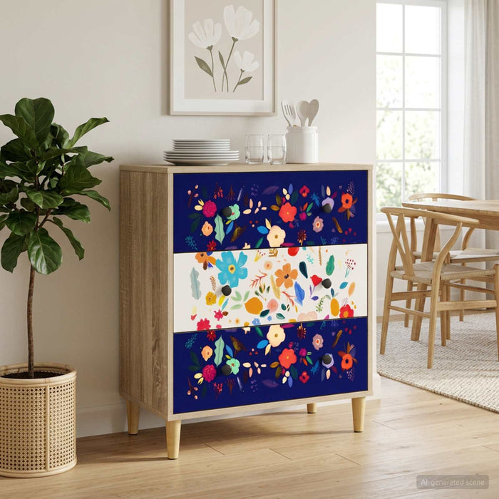 Comodă cu sertare MAINZ Imprimare florală 66 x 36,5 x 75 cm WALTI