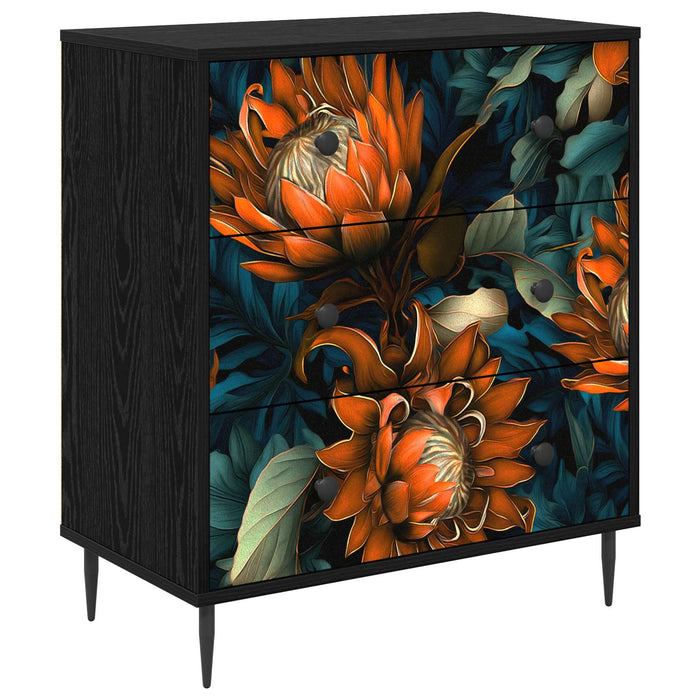Comodă cu sertare LOCHEM Imprimare portocalie 66 x 36,5 x 76 cm WALTI