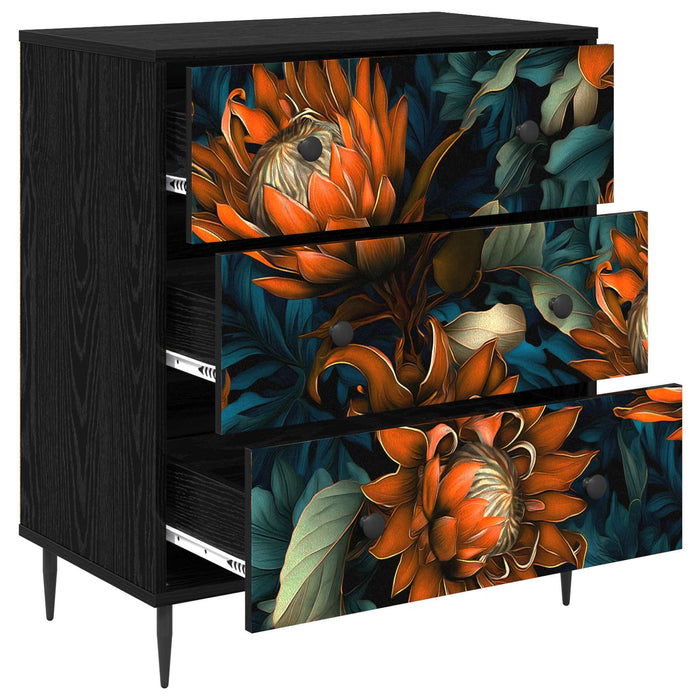 Comodă cu sertare LOCHEM Imprimare portocalie 66 x 36,5 x 76 cm WALTI
