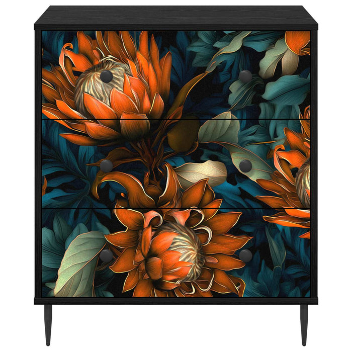 Comodă cu sertare LOCHEM Imprimare portocalie 66 x 36,5 x 76 cm WALTI