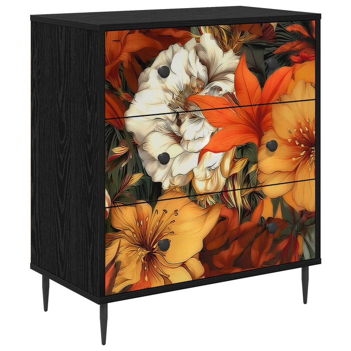 Comodă cu sertare GENNEP Imprimare cu crin 66 x 36,5 x 76 cm WALTI