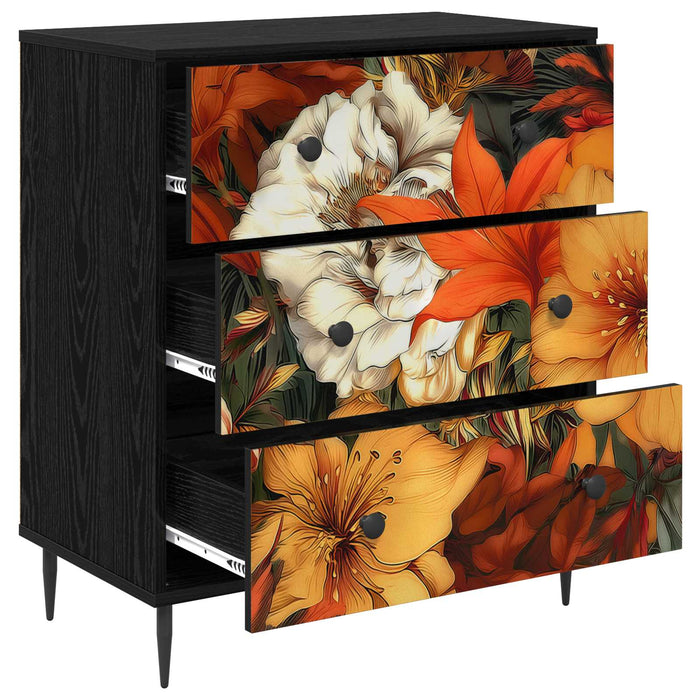 Comodă cu sertare GENNEP Imprimare cu crin 66 x 36,5 x 76 cm WALTI