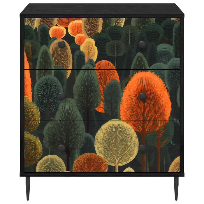 Comodă cu sertare ZAANDAM Print cu pădure 66 x 36,5 x 76 cm WALTI