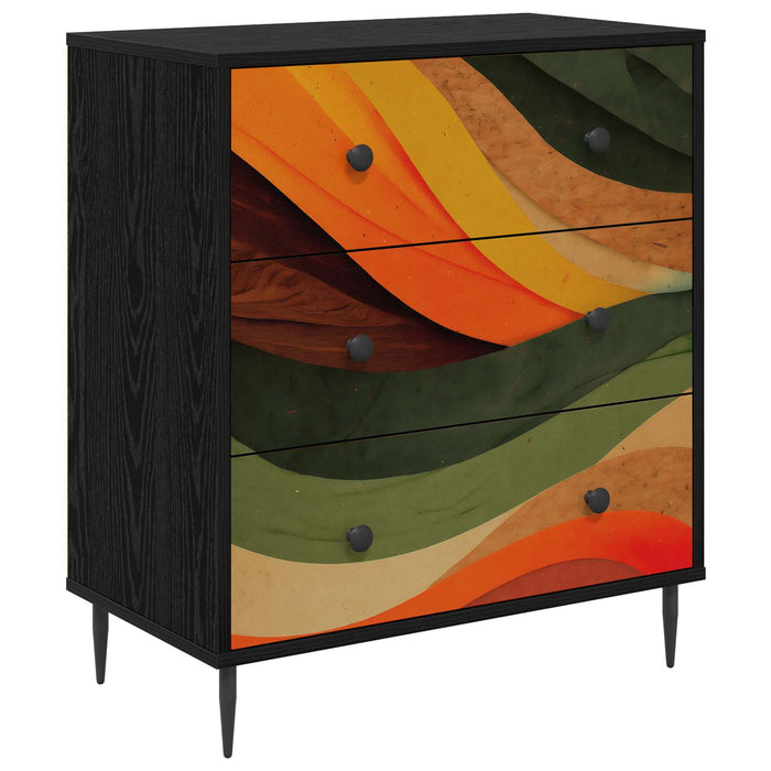 Comodă cu sertare BONN Imprimare retro wave 66 x 36,5 x 76 cm WALTI
