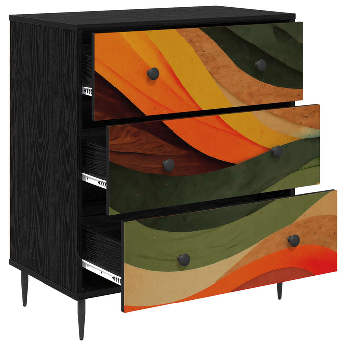 Comodă cu sertare BONN Imprimare retro wave 66 x 36,5 x 76 cm WALTI