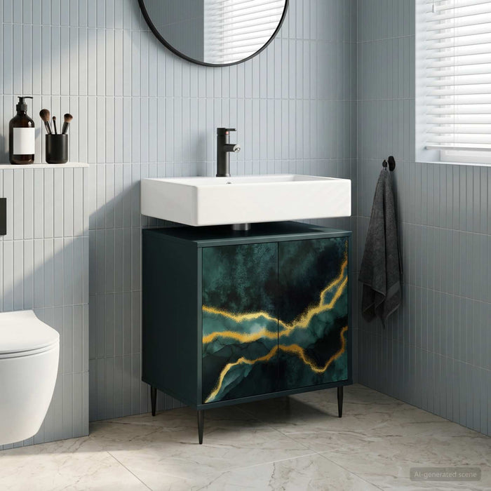 Dulap de Baie WIJHE Stejar Negru 60 x 40 x 61 cm Lemn prelucrat - WALTI WALTI