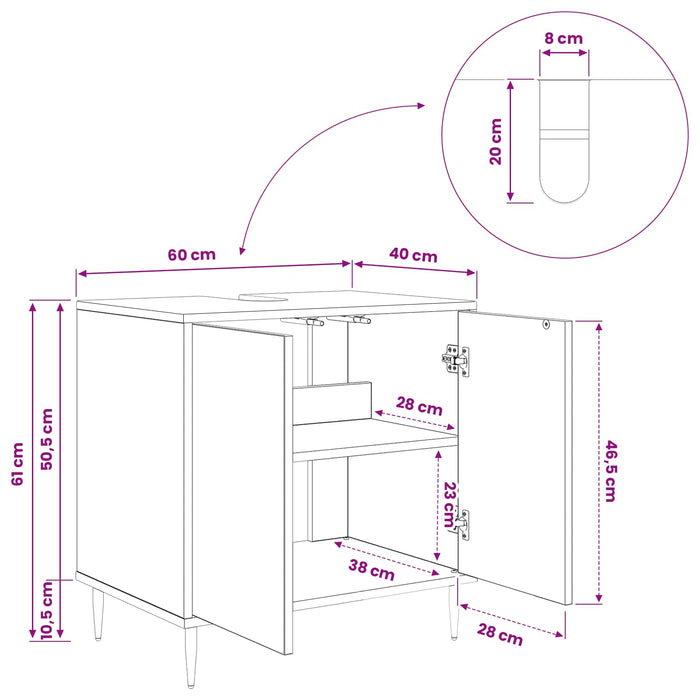 Dulap de Baie ESSEN Stejar Negru 60 x 40 x 61 cm Lemn prelucrat WALTI