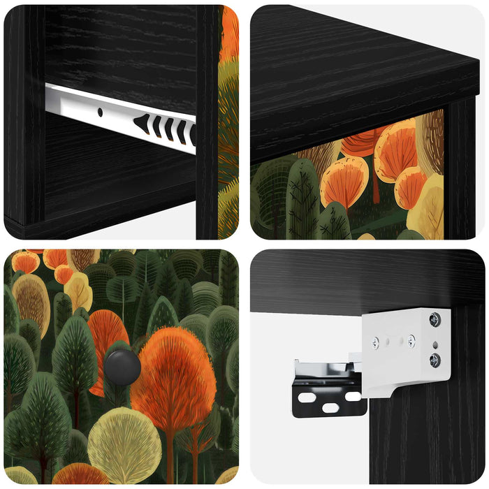 Noptieră suspendată ZAANDAM Stejar Negru 36 x 33 x 25 cm WALTI