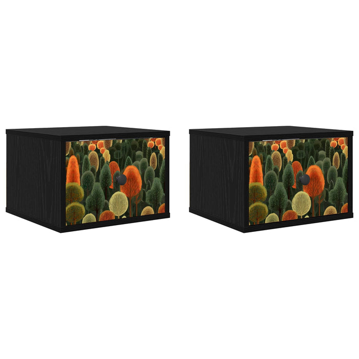 Noptieră suspendată ZAANDAM 2 buc. Stejar Negru 36 x 33 x 25 cm WALTI
