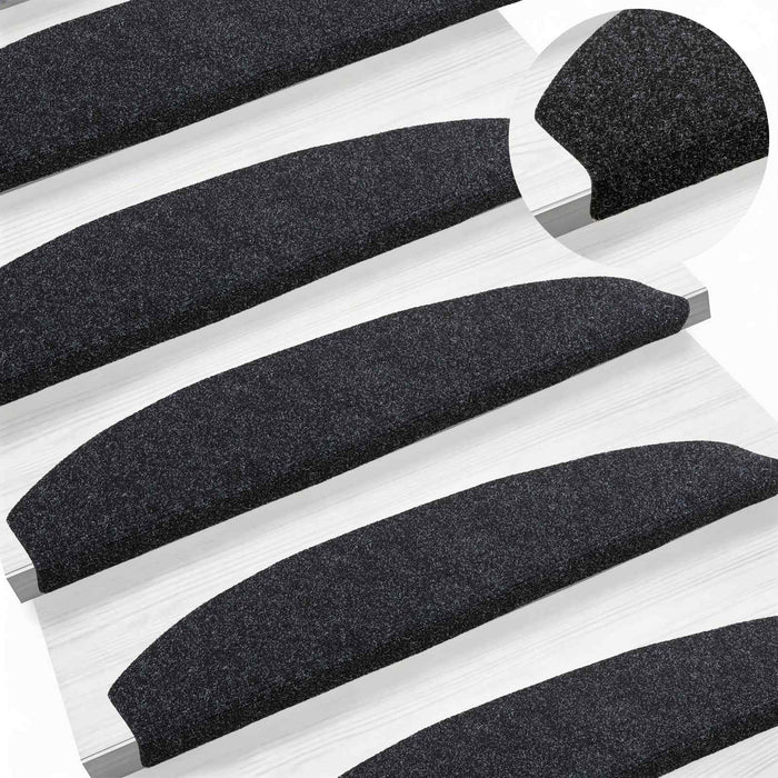 Mochete autocolante pentru scară Semicircular 15 pcs Negru - WALTI WALTI