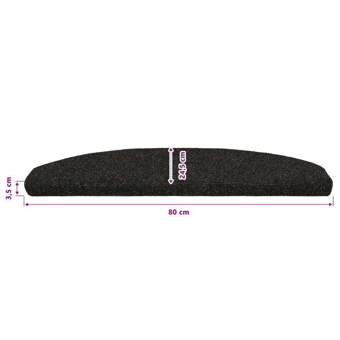 Mochete autocolante pentru scară Semicircular 15 pcs Negru - WALTI WALTI