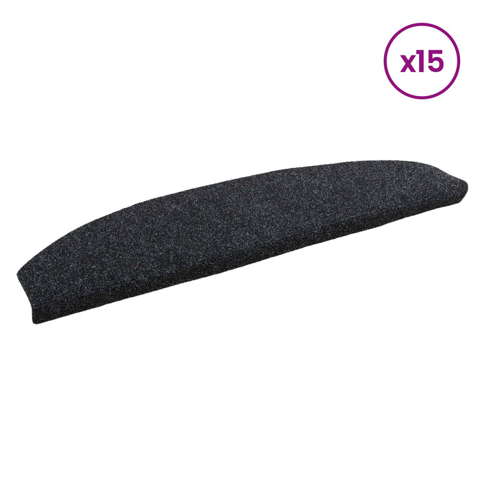 Mochete autocolante pentru scară Semicircular 15 pcs Negru - WALTI WALTI