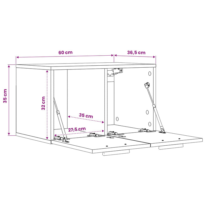 Dulap de perete Stejar negru 60 x 36,5 x 35 cm Lemn prelucrat WALTI