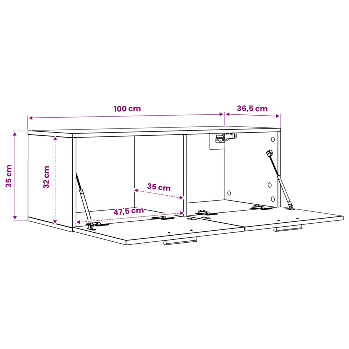 Dulap de perete Stejar negru 100 x 36,5 x 35 cm Lemn prelucrat WALTI
