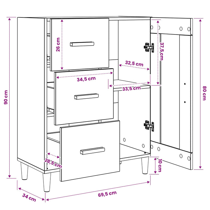 Bufet Lemn vechi 69,5 x 34 x 90 cm Lemn prelucrat WALTI