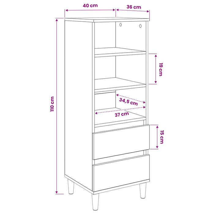 Bufet Stejar Artizanal 40 x 36 x 110 cm Lemn prelucrat - WALTI WALTI
