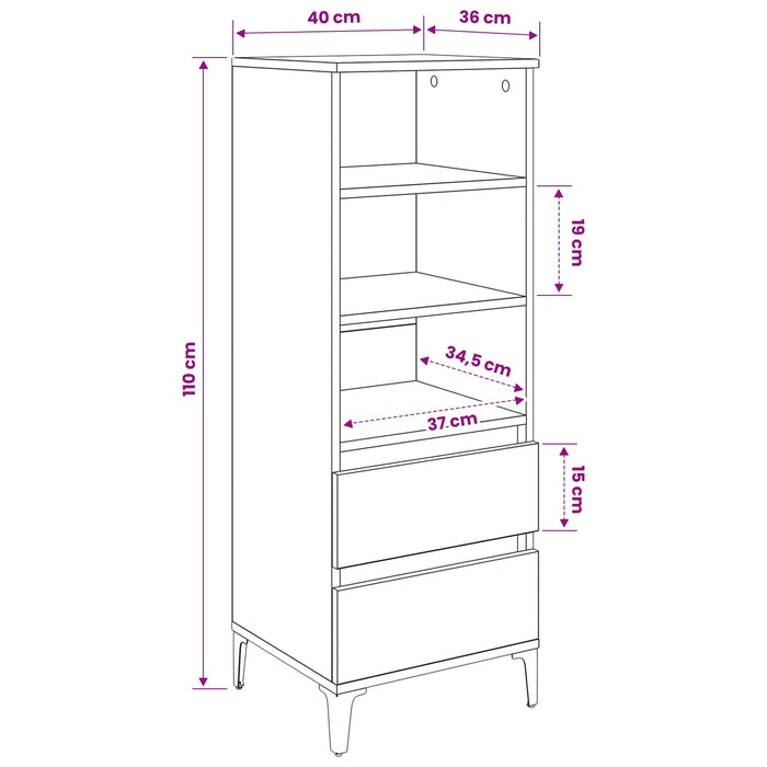Bufet Stejar Artizanal 40 x 36 x 110 cm Lemn prelucrat WALTI