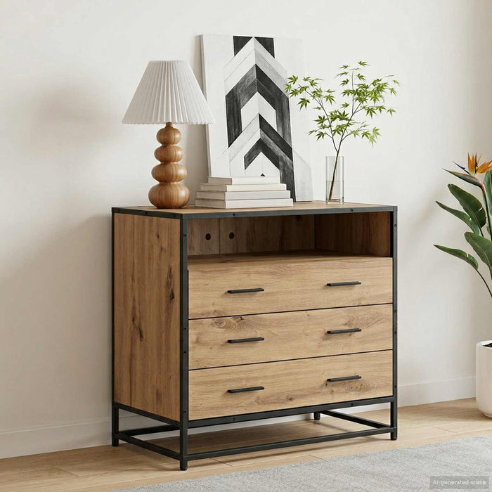 Dulap cu sertare 3-Drawer Stejar artizanal 70 x 41 x 70 cm WALTI