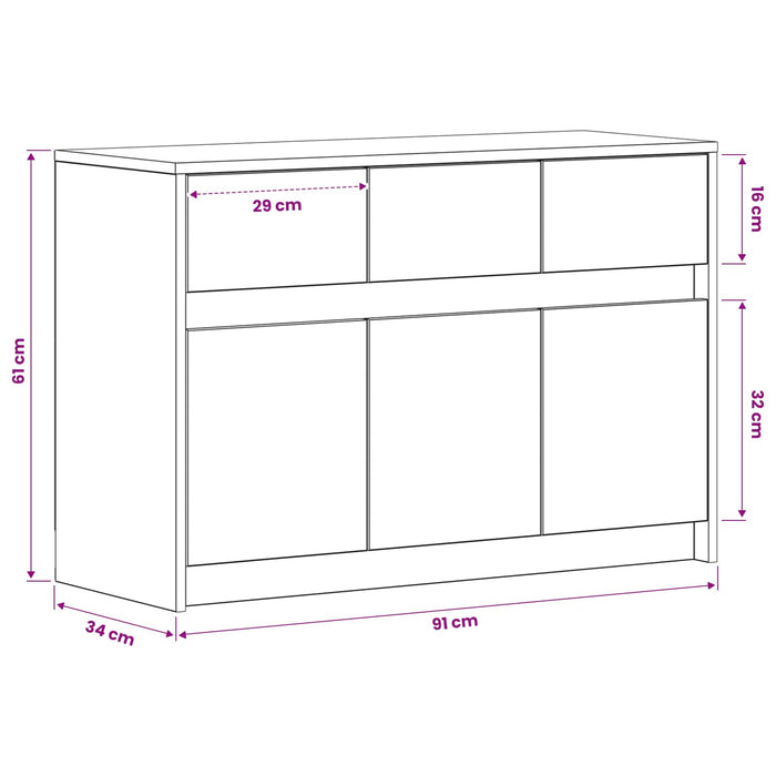 Cabinet TV 91 x 34 x 61 cm Lemn vechi Lemn prelucrat WALTI