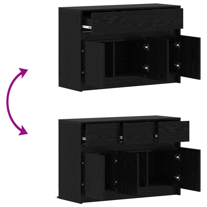 Cabinet TV 91 x 34 x 61 cm Stejar Negru Lemn prelucrat WALTI