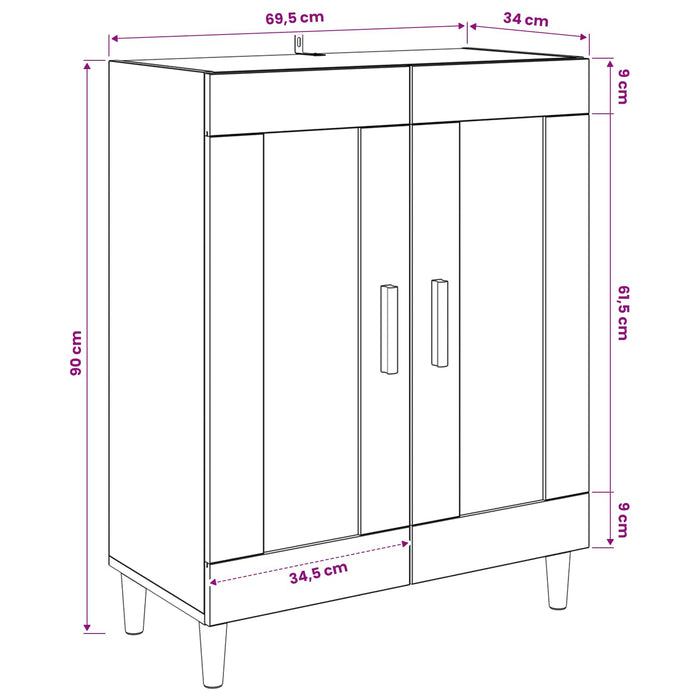 Bufet Stejar Artizanal 69,5 x 34 x 90 cm Lemn prelucrat WALTI