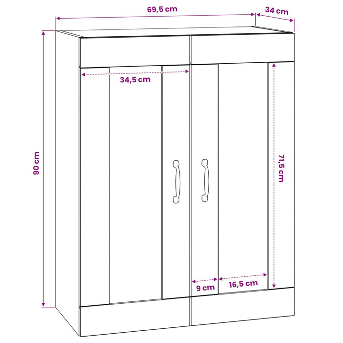 Dulap de perete Stejar Negru 69,5 x 34 x 90 cm Lemn prelucrat WALTI