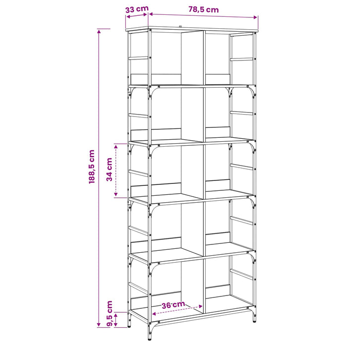 Raft pentru cărți Lemn vechi 78,5 x 33 x 188,5 cm metal PB - WALTI WALTI