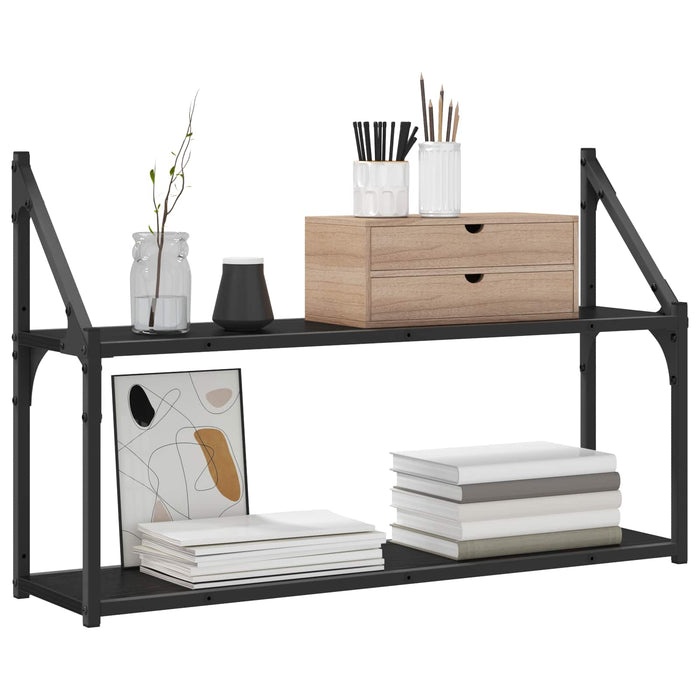Raft de perete Montare pe perete Stejar negru 80 x 21 x 51 cm WALTI