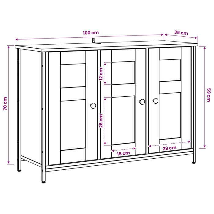 Bufet Stejar Artizanal 100 x 35 x 70 cm Lemn prelucrat WALTI